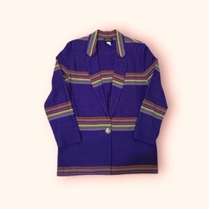 Southwestern Striped Purple Blazer Statement Western